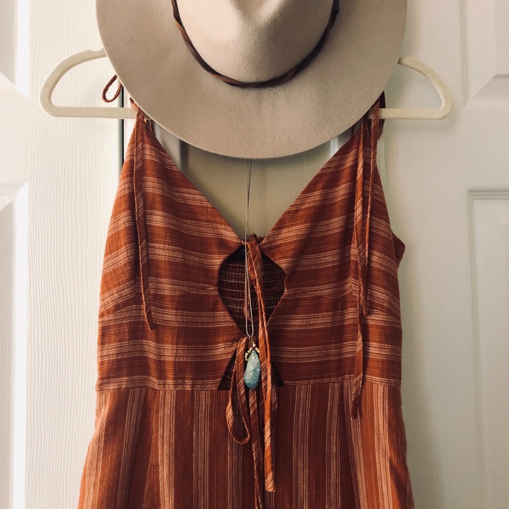 Burnt orange midi dress